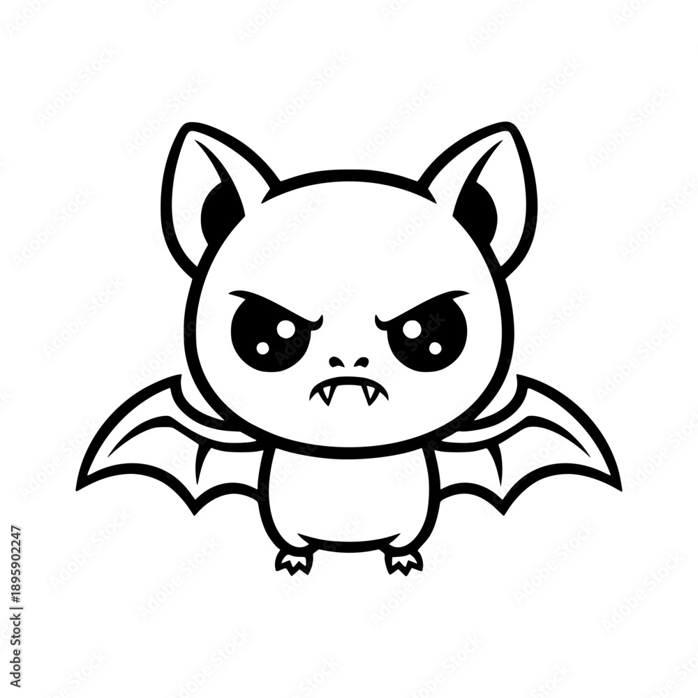 Fototapeta premium Cute Kawaii Bat Cartoon Illustration for Halloween Decoration