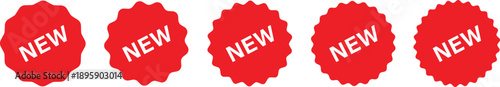 Red 'NEW' product labels and badges collection. New arrival tag icon vector illustration.