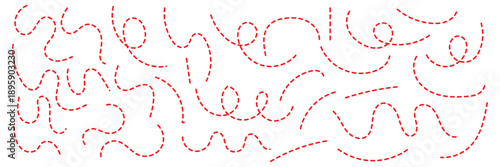 Hand drawn curve dotted line . dashed hand drawn squiggle loopy line set . vector icon
