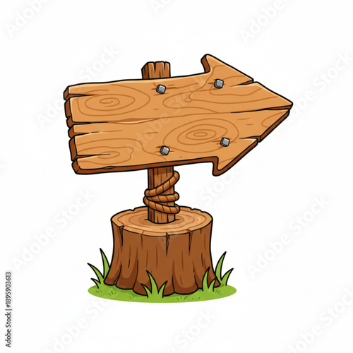Cartoon Wooden Arrow Sign