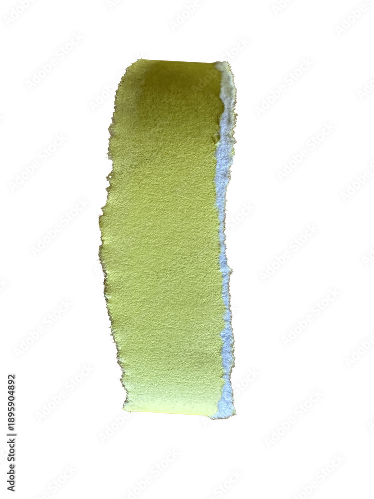 Obraz premium Torn yellow paper strip with white edge isolated on a transparent background