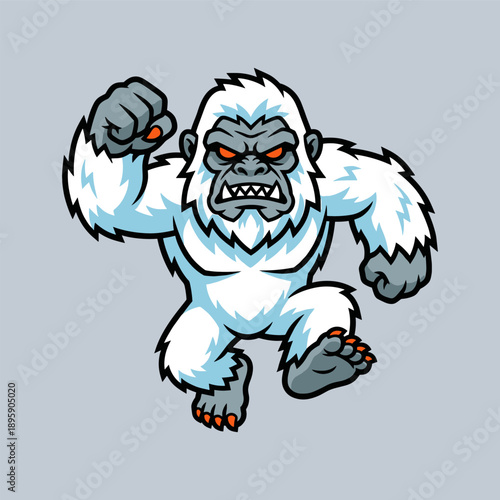 Furious Yeti Mascot Character Illustration