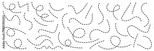 Hand drawn curve dotted line . dashed hand drawn squiggle loopy line set . vector icon
