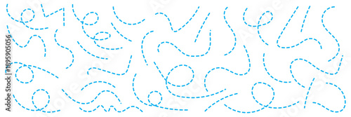 Hand drawn curve dotted line . dashed hand drawn squiggle loopy line set . vector icon