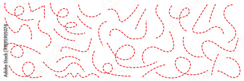 Hand drawn curve dotted line . dashed hand drawn squiggle loopy line set . vector icon
