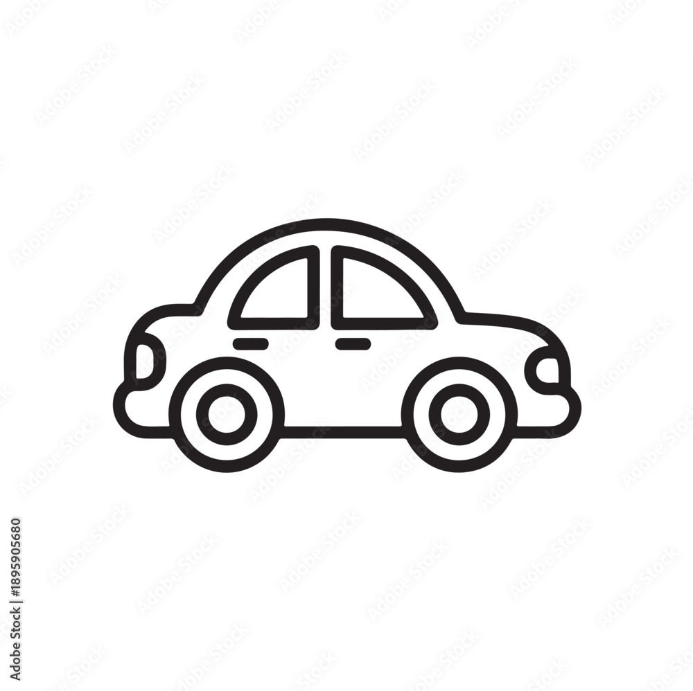 Fototapeta premium Car Outline Icon, Simple Automobile Line Vector Illustration Isolated on White
