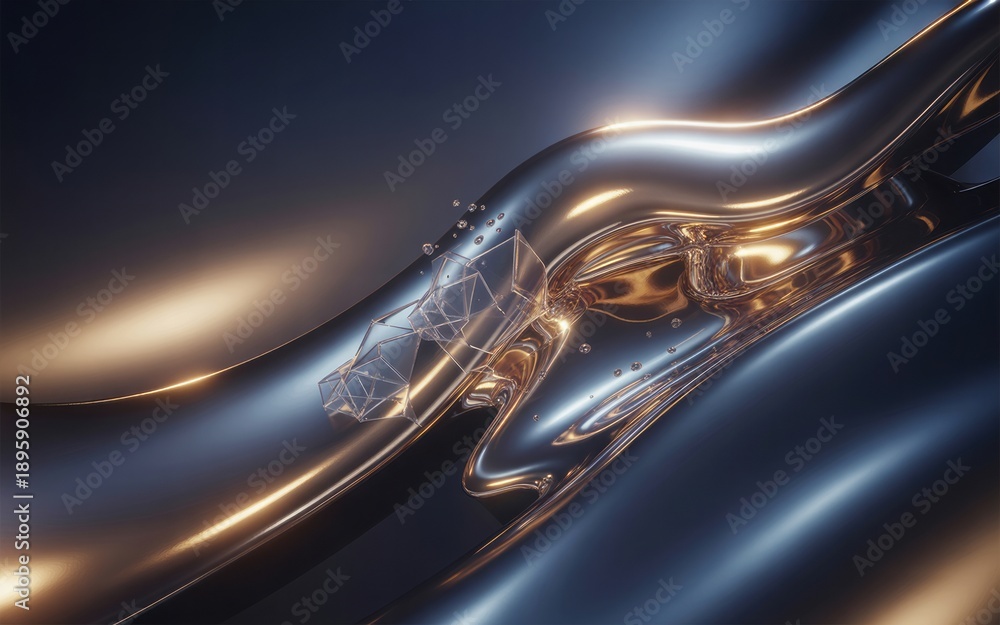 Obraz premium Stunning metallic surface with golden light reflections