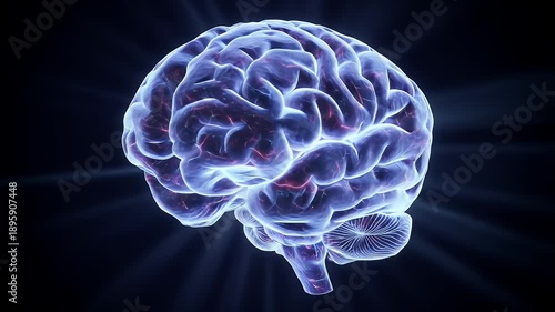 Dynamic 3D Animation of a Glowing Human Brain with Active Neural Network Impulses