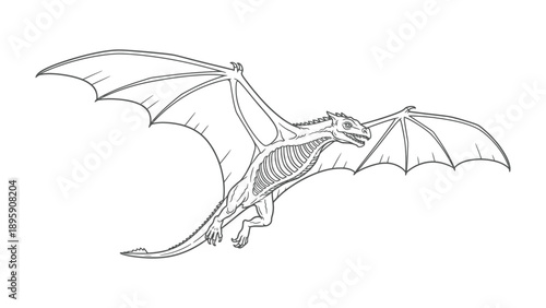 Mythical Dragon in Flight: A majestic dragon soars through the sky with its wings outstretched, a symbol of power and fantasy. Its intricate design adds to the ethereal allure.