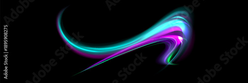 Semicircular wave, light vortex wake. Bright circle. Set of abstract light lines of movement and speed. Light line effect blue neon glow flare wave glowing shiny speed lines effect vector background.