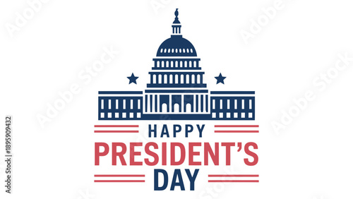  happy president’s day illustration with united states capitol building patriotic american national holiday vector design