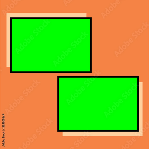 aesthetic blank photo frame green screen vector on wall with simple solid color background for any design, film and video