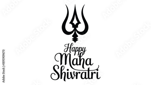  happy maha shivratri calligraphy typography with trishul symbol hindu religious festival celebration vector illustration