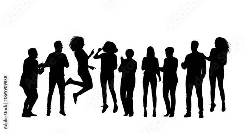 Group of people dancing isolated on transparent background