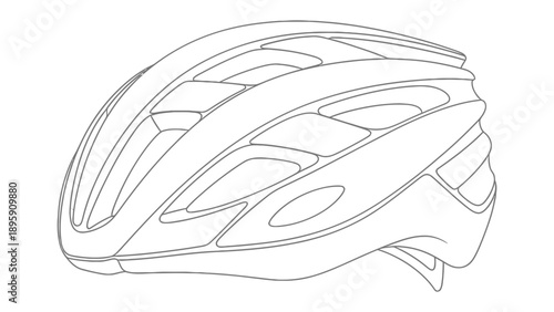 Protective Gear Silhouette: A sleek illustration of a cycling helmet, designed to offer superior head protection during outdoor adventures.