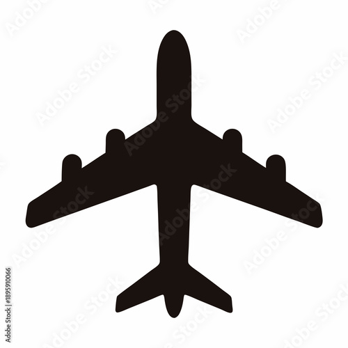 Silhouette of a jet aircraft, a symbol of transportation and travel