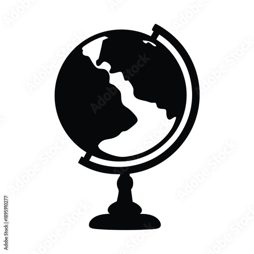 Black and white minimalist world globe icon depicting the North America continent