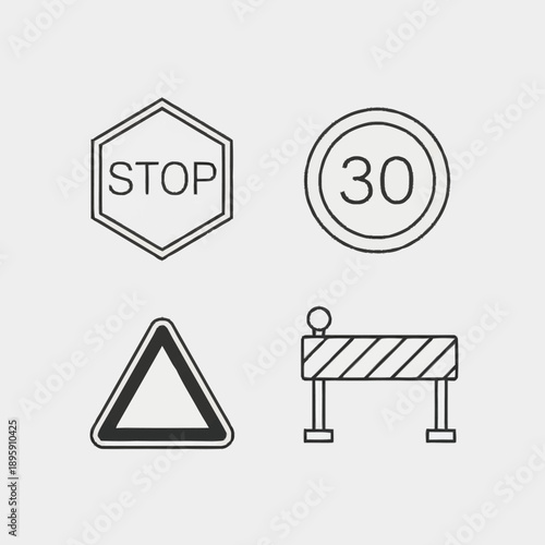 Traffic Signs and Road Symbols Illustration.