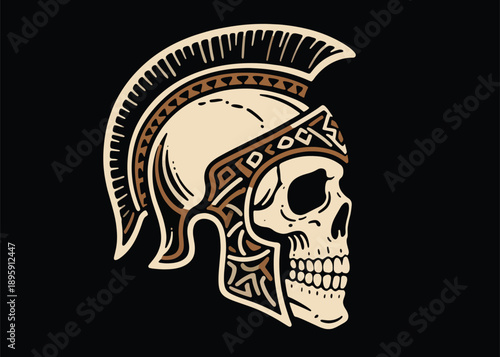Spartan Warrior Skull Vector Illustrator Artwork Creative Design Template 