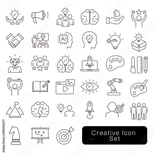 クリエイティブ系のアイコンセット : デザイン・アイデア素材