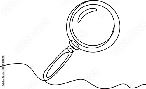 Handdrawn magnifying glass with simple wavy line illustration