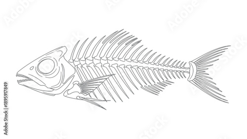 Skeleton of a Fish: An intricate outline showcases the delicate skeletal structure of a fish, revealing the elegance of its anatomy and the wonders of marine biology. 
