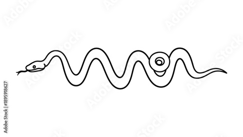 Photos Serpentine Silhouette: An elegant minimalist illustration of a snake slithering, showcasing its fluid form