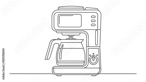 Modern Coffee Maker: A contemporary coffee maker, illustrated in precise detail, promises the perfect morning brew. A minimalist design, it's an invitation to start your day.