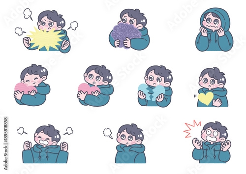 男の子の気持ちのイラストセット