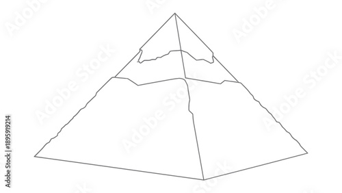 Geometric Structure: A line drawing portrays a precise pyramid, a testament to ancient construction and enduring architecture. 