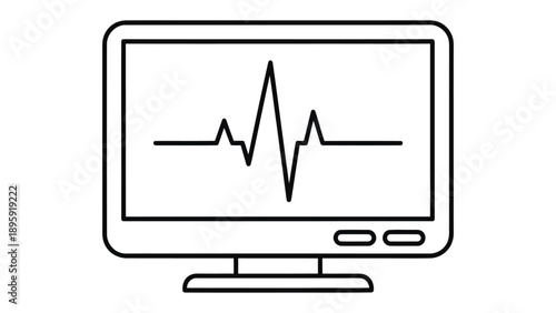 Medical Monitor's Vital Signals: A minimalistic illustration depicts a medical monitor displaying a fluctuating heartbeat graph, symbolizing the essence of health and monitoring.