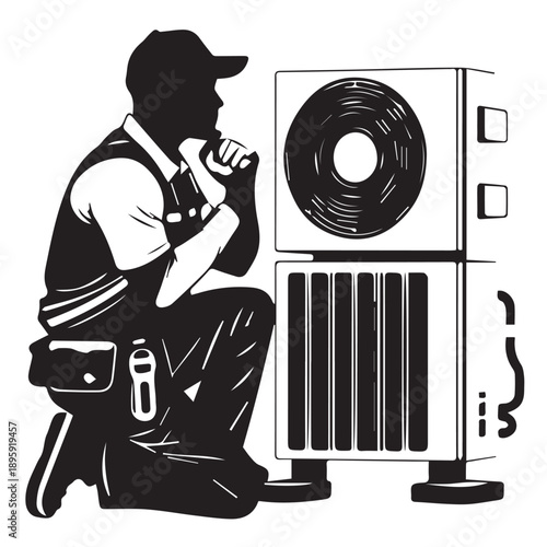 air conditioner silhouette vector isolated on white background