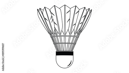 Badminton Shuttlecock: A simple illustration of a badminton shuttlecock, a symbol of sport and athletic pursuit, ready for flight.
