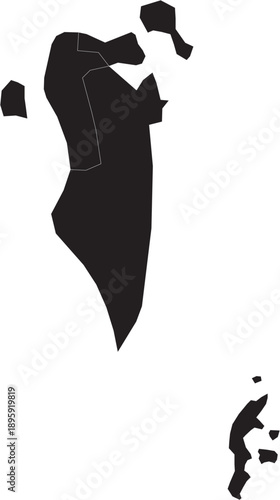 Bahrain Map with Administrative Regions Silhouette Vector Transparent Background Vector