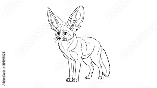 Desert Fox Sketch: An artist's rendition of a fennec fox, capturing the unique features of the desert dweller with intricate linework.