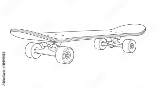 Skateboard Illustration: An illustrative portrayal of a sleek skateboard. It is designed for graphic resource applications.