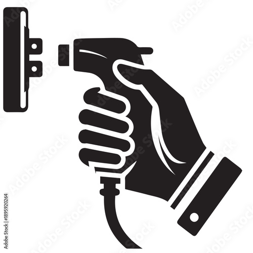 EV charging silhouette vector isolated on white background