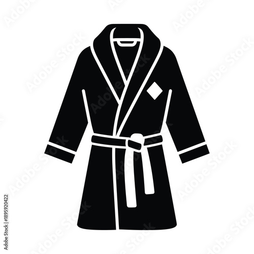 Black bathrobe icon with white outline