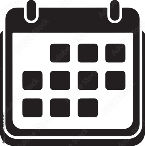 Shiny square vector calendar icons set featuring glossy glass buttons in orange green and black colors for web business design