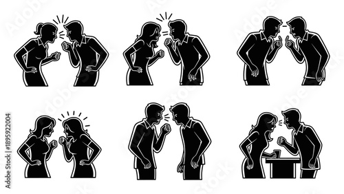 Couple Arguing Silhouettes Showing Conflict and Disagreement.