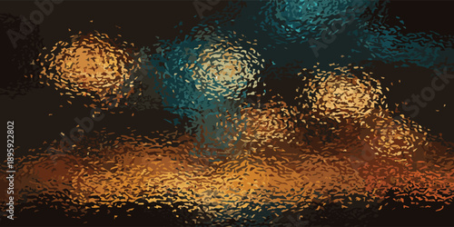Blurred bokeh lights on a dark textured background.