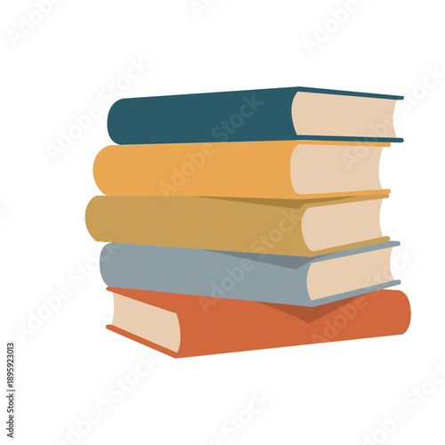 Stack of Five Colorful Hardcover Books.