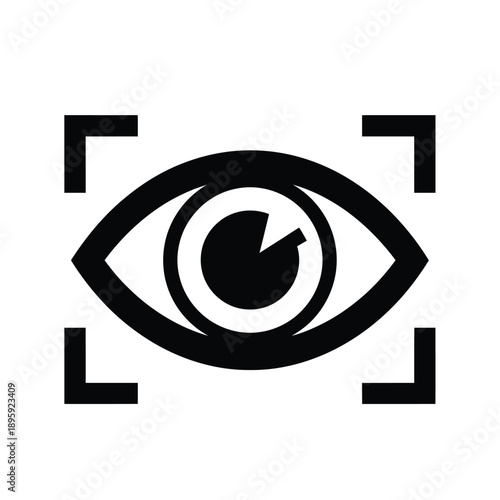 Black eye icon with camera viewfinder lines
