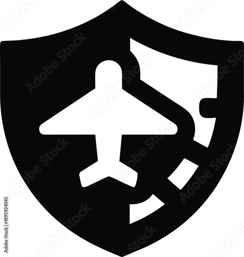 travel insurance badge silhouette vector illustration on transparent background