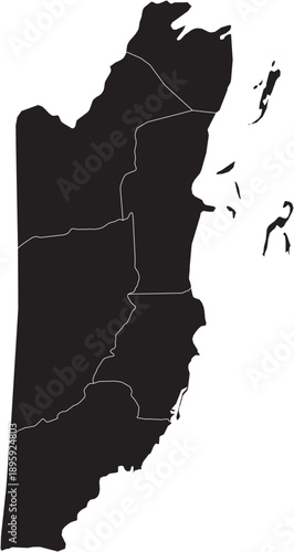 Belize Map with Administrative Regions Silhouette Vector Transparent Background Vector