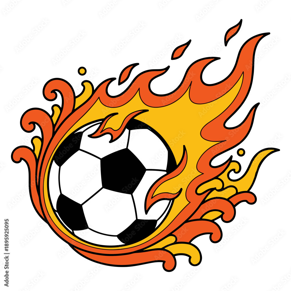 Fototapeta premium Fiery Soccer Ball Illustration