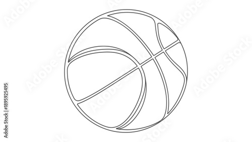 Basketball Outline: A minimalist outline of a basketball, a universal symbol of sport and competition, rendered in clean, simple lines, symbolizing precision and skill.