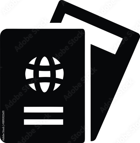 passport with visa stamps silhouette vector illustration on transparent background