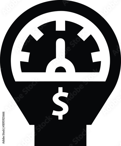 parking meter with coin slot silhouette vector illustration on transparent background