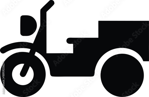 motorbike with sidecar silhouette vector illustration on transparent background